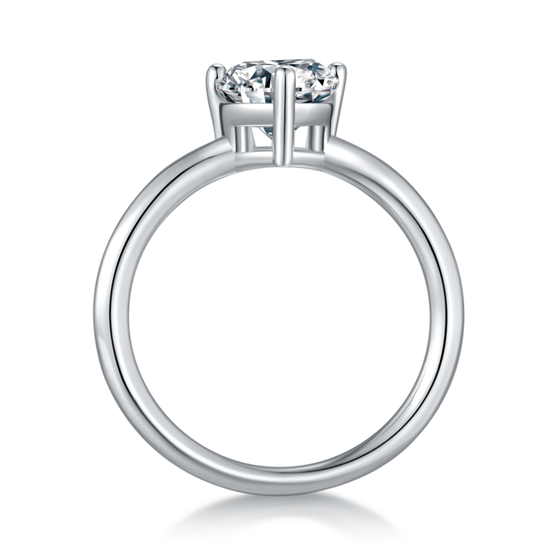 Classic梨形S925银镀白金MoissaniteWomen's Ring2.0ctD级